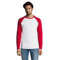 White-Red - Back - SOLS Mens Funky Contrast Long Sleeve T-Shirt