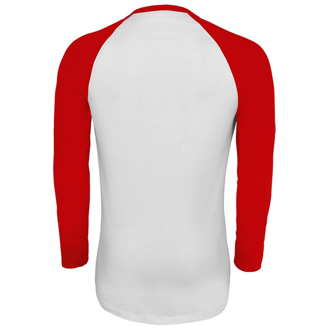 White-Red - Side - SOLS Mens Funky Contrast Long Sleeve T-Shirt