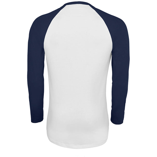 White-French Navy - Side - SOLS Mens Funky Contrast Long Sleeve T-Shirt