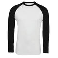 White-Deep Black - Front - SOLS Mens Funky Contrast Long Sleeve T-Shirt