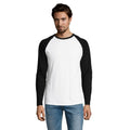 White-Deep Black - Back - SOLS Mens Funky Contrast Long Sleeve T-Shirt