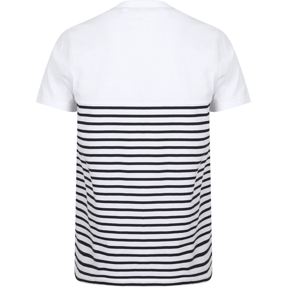 White-Navy - Back - Front Row Adults Unisex Breton Striped T-Shirt