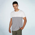 White-Navy - Lifestyle - Front Row Adults Unisex Breton Striped T-Shirt