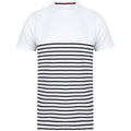 White-Navy - Front - Front Row Adults Unisex Breton Striped T-Shirt