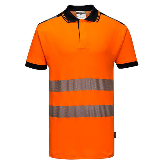 Orange-Black - Front - Portwest Mens PW3 Hi-Vis Polo Shirt