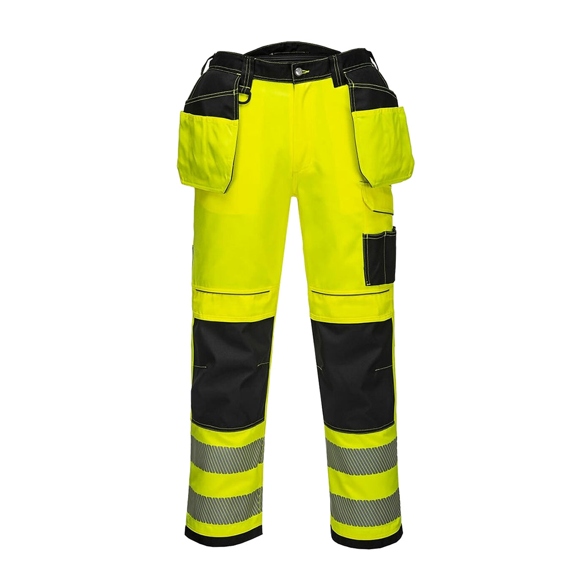 Yellow-Black - Front - Portwest Mens PW3 Hi-Vis Trousers
