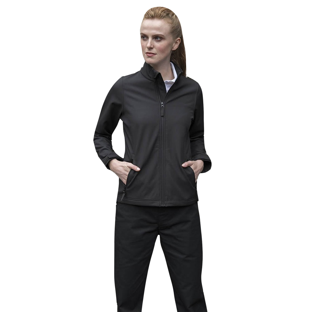 Black - Front - PRO RTX Womens-Ladies Pro Two Layer Soft Shell Jacket