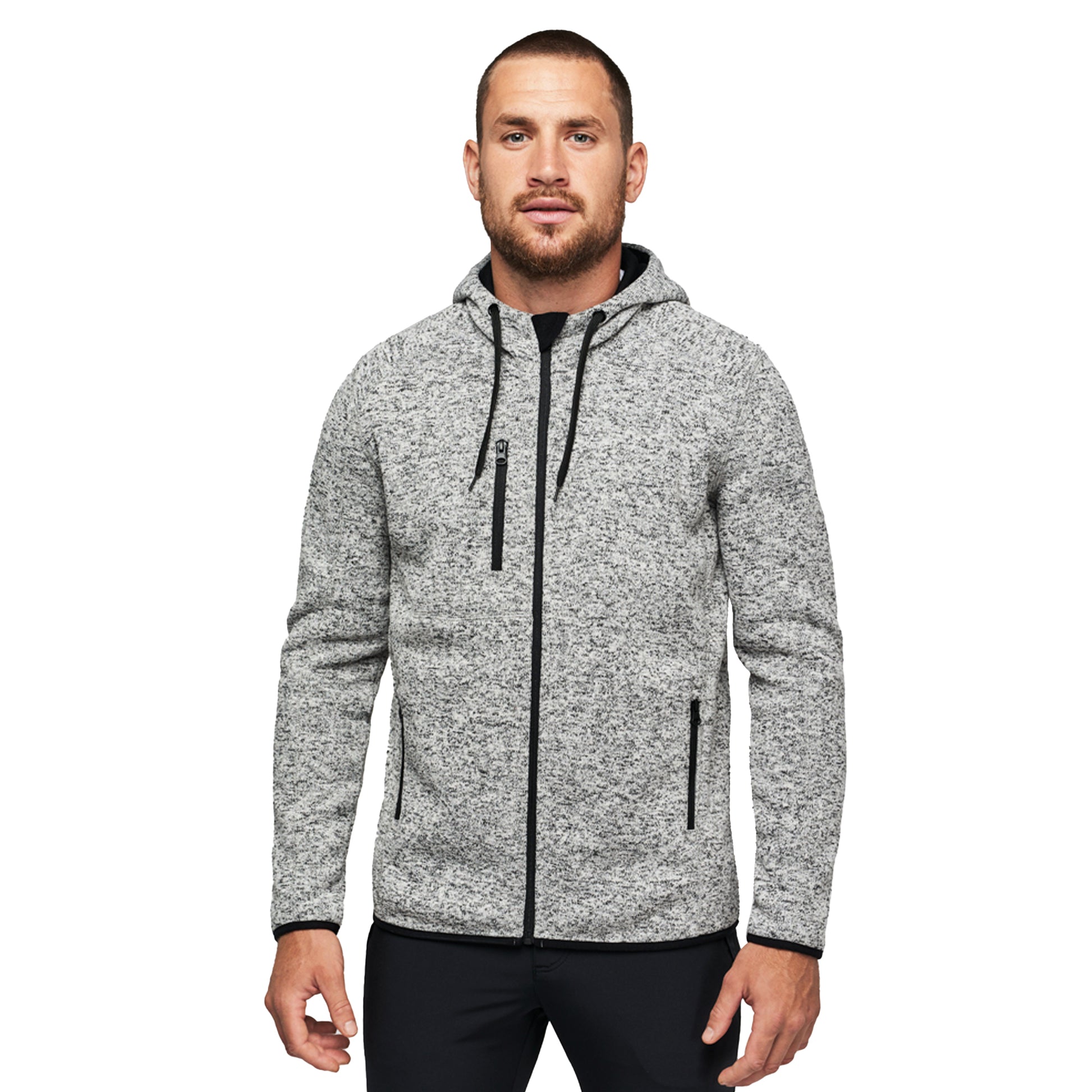 Light Grey Melange - Side - Proact Mens Heather Hooded Jacket