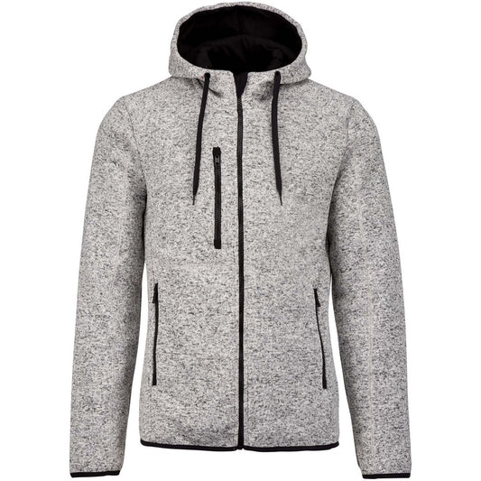Light Grey Melange - Front - Proact Mens Heather Hooded Jacket