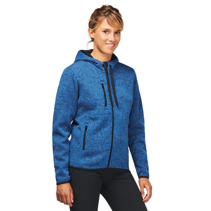 Light Royal Blue Melange - Side - Proact Womens-Ladies Heather Hooded Jacket
