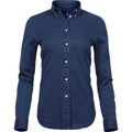 Indigo - Front - Tee Jays Womens-Ladies Long Sleeve Casual Twill Shirt