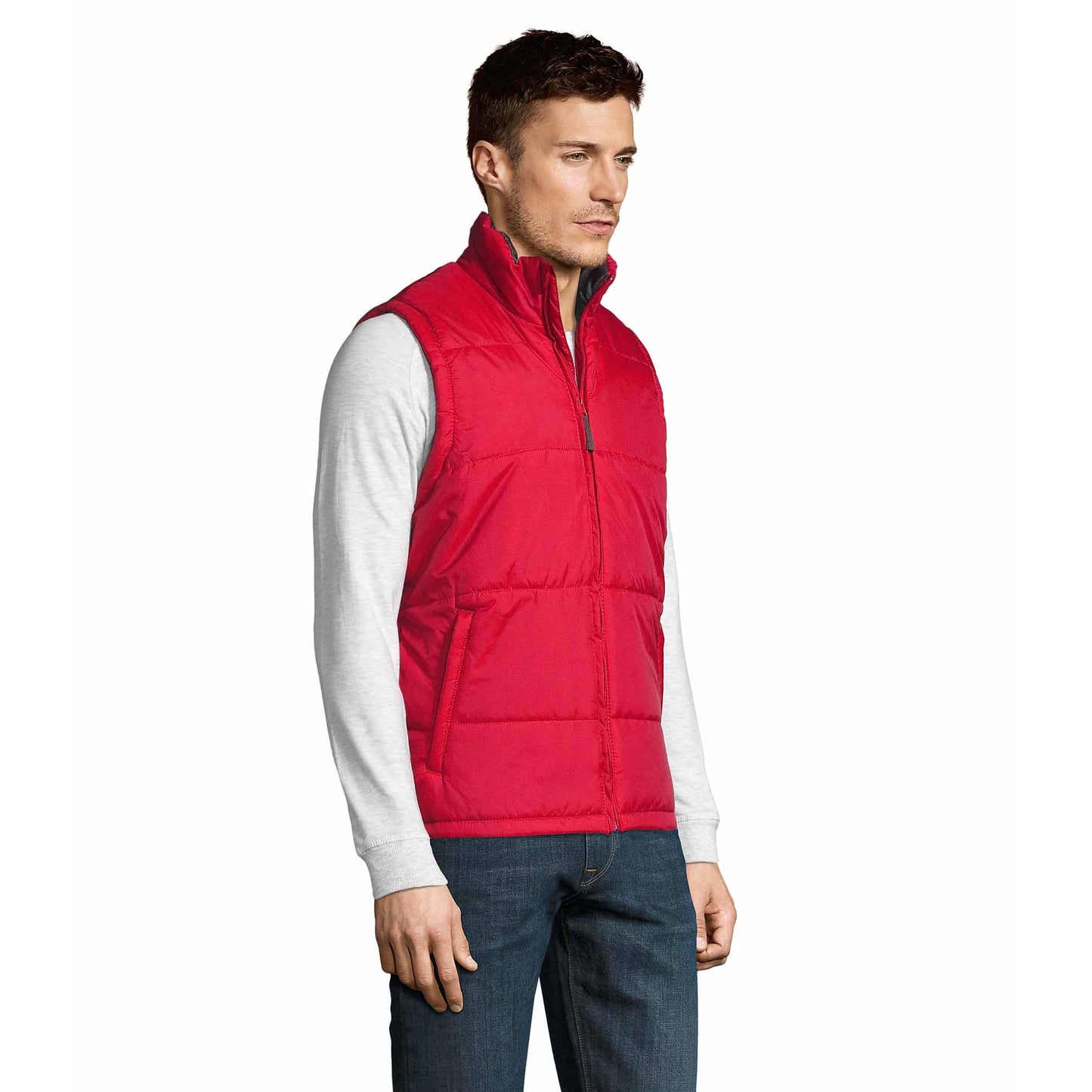 Red - Side - SOLS Warm Unisex Padded Bodywarmer Jacket