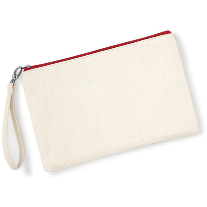 Natural-Red - Back - Westford Mill Canvas Wristlet Pouch