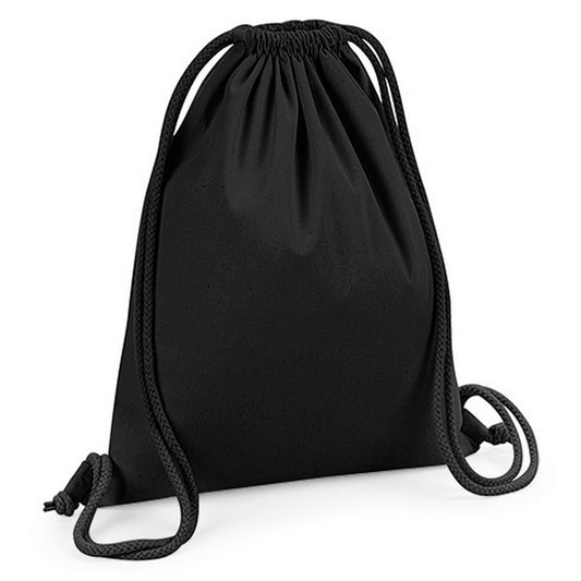 Black - Front - Westford Mill Organic Premium Cotton Gym Sack