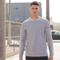 White-Oxford Navy - Side - Skinni Fit Unisex Long Sleeve Striped T-Shirt