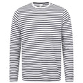 White-Oxford Navy - Front - Skinni Fit Unisex Long Sleeve Striped T-Shirt