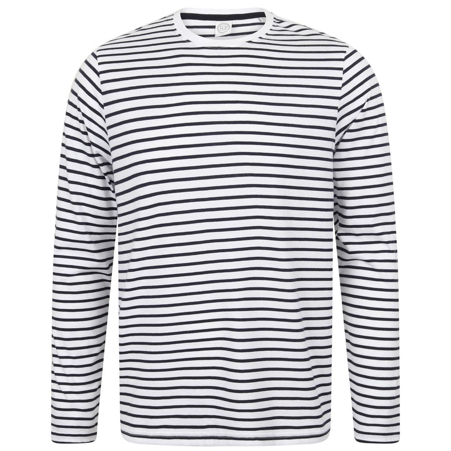 White-Oxford Navy - Front - Skinni Fit Unisex Long Sleeve Striped T-Shirt