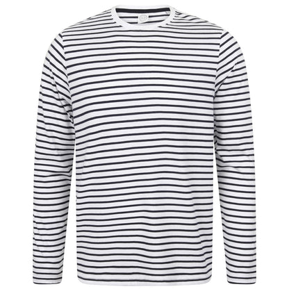 White-Oxford Navy - Front - Skinni Fit Unisex Long Sleeve Striped T-Shirt