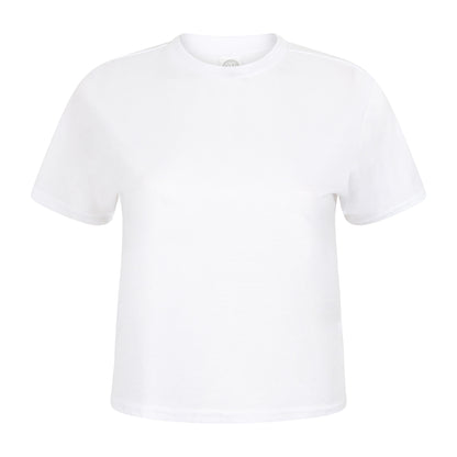 White - Front - Skinni Fit Womens-Ladies Cropped Boxy T-Shirt