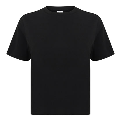 Black - Front - Skinni Fit Womens-Ladies Cropped Boxy T-Shirt