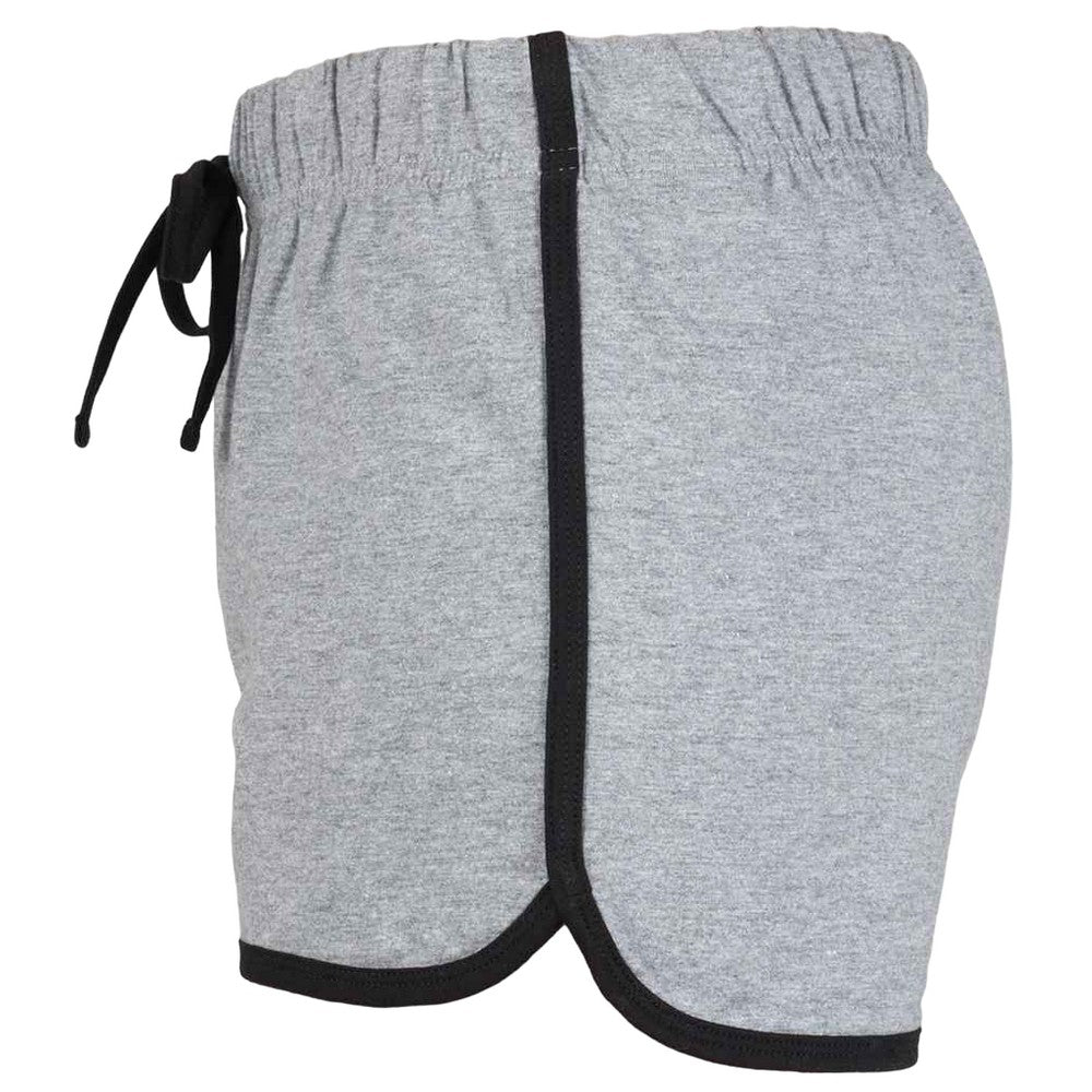 Heather Grey-Black - Side - Skinni Fit Womens-Ladies Retro Shorts