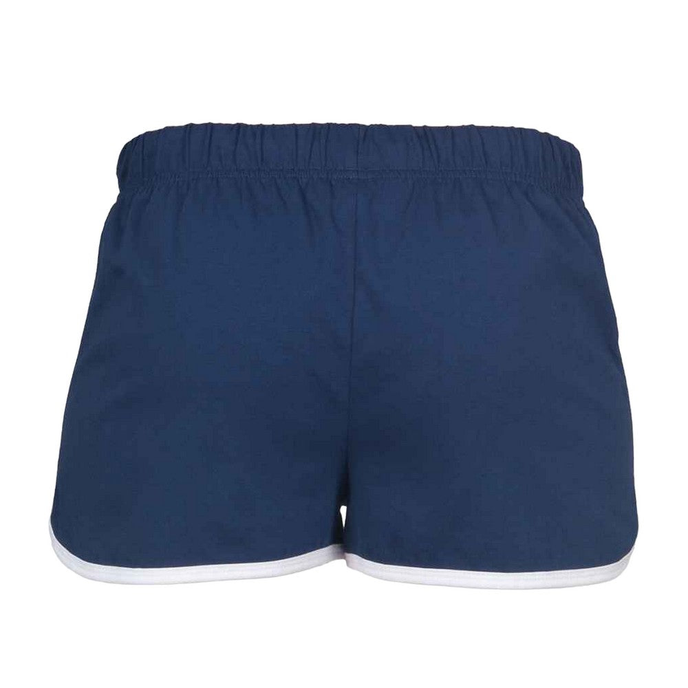 Navy-White - Back - Skinni Fit Womens-Ladies Retro Shorts