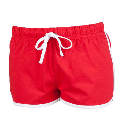 Red-White - Front - Skinni Fit Womens-Ladies Retro Shorts