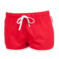 Red-White - Front - Skinni Fit Womens-Ladies Retro Shorts