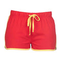 Red-Yellow - Front - Skinni Fit Womens-Ladies Retro Shorts