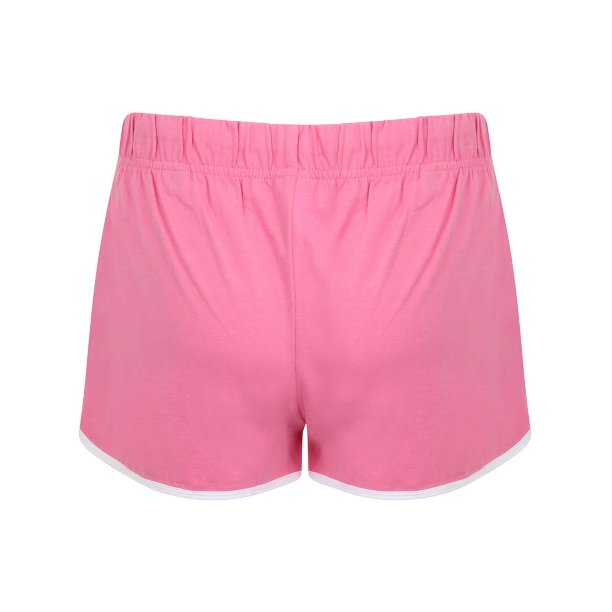 Bright Pink-White - Back - Skinni Fit Womens-Ladies Retro Shorts