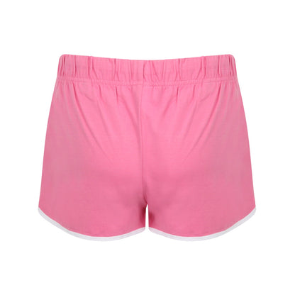 Bright Pink-White - Back - Skinni Fit Womens-Ladies Retro Shorts