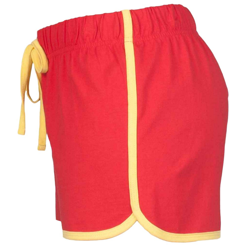 Red-Yellow - Side - Skinni Fit Womens-Ladies Retro Shorts