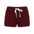 Burgundy-White - Front - Skinni Fit Womens-Ladies Retro Shorts