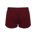 Burgundy-White - Back - Skinni Fit Womens-Ladies Retro Shorts
