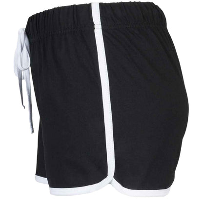 Black-White - Side - Skinni Fit Womens-Ladies Retro Shorts