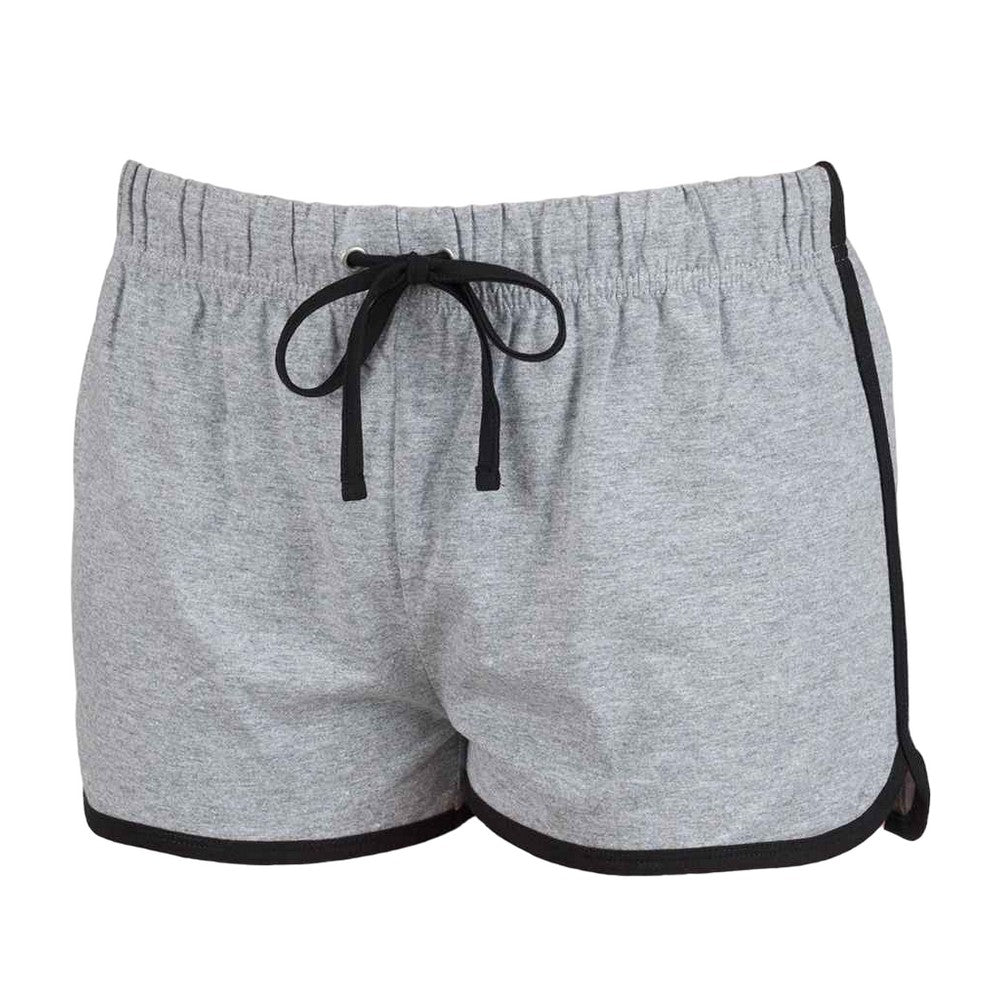 Heather Grey-Black - Front - Skinni Fit Womens-Ladies Retro Shorts