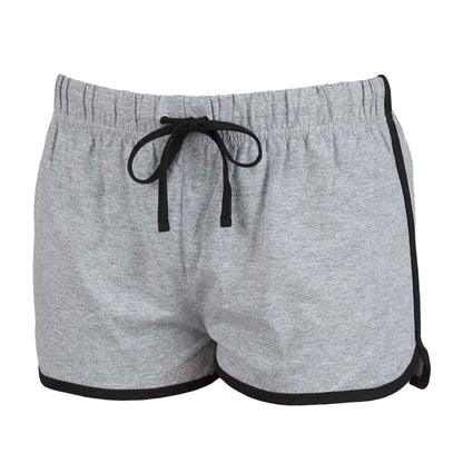 Heather Grey-Black - Front - Skinni Fit Womens-Ladies Retro Shorts