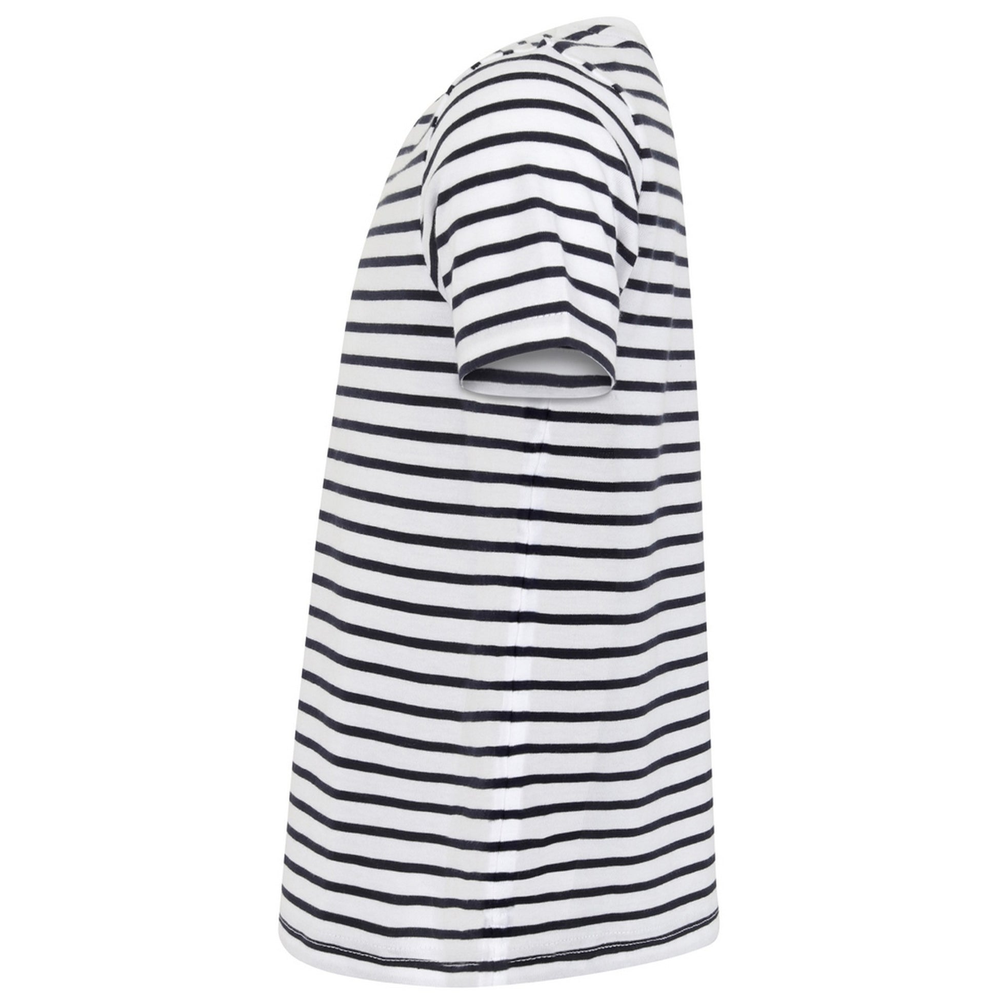 White-Oxford Navy - Side - Skinni Minni Childrens-Kids Striped T-Shirt