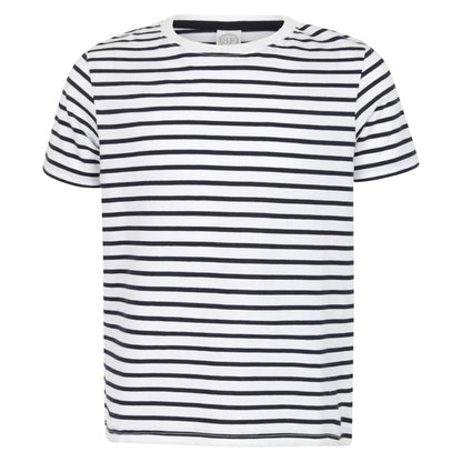 White-Oxford Navy - Front - Skinni Minni Childrens-Kids Striped T-Shirt