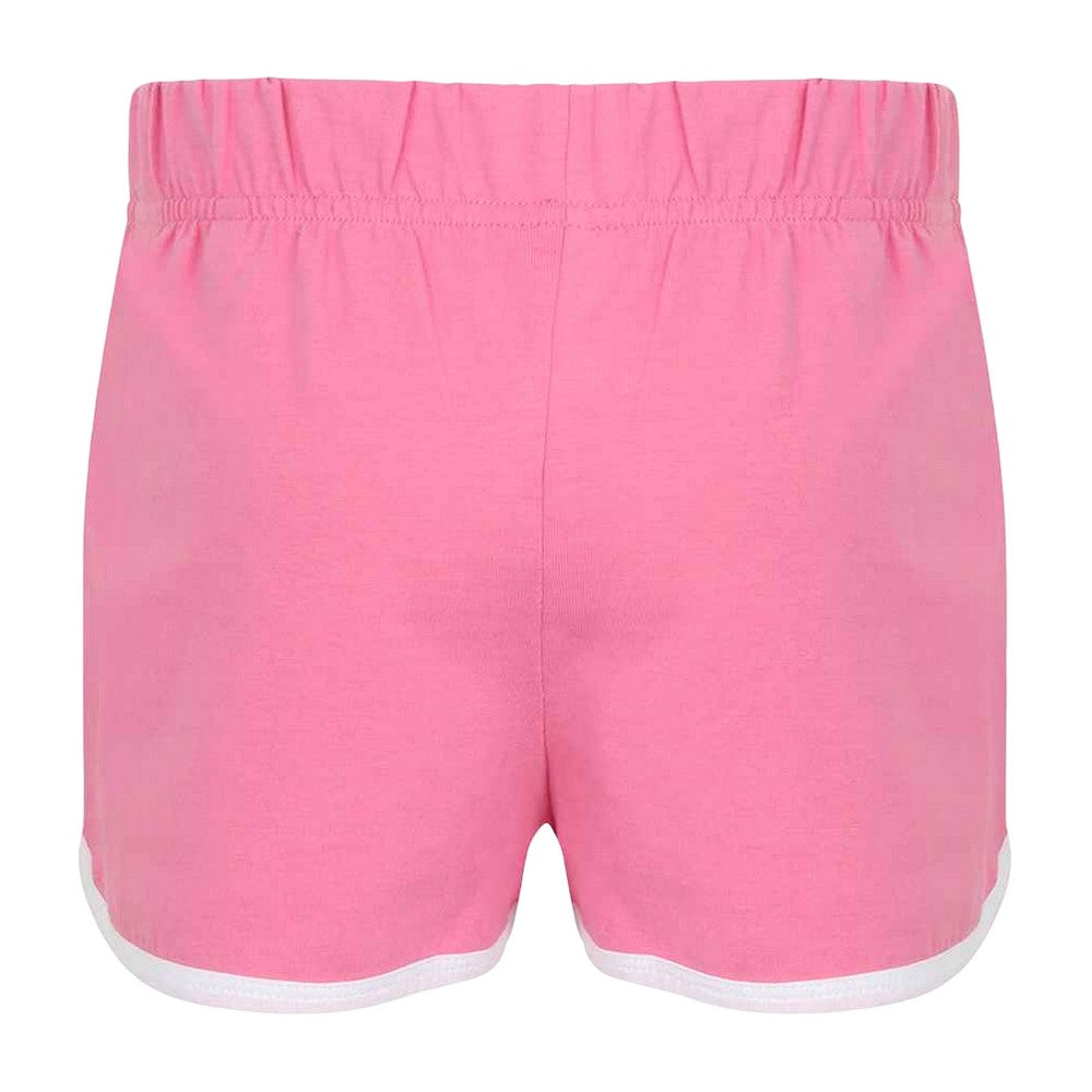 Bright Pink-White - Back - Skinni Minni Childrens-Kids Retro Shorts