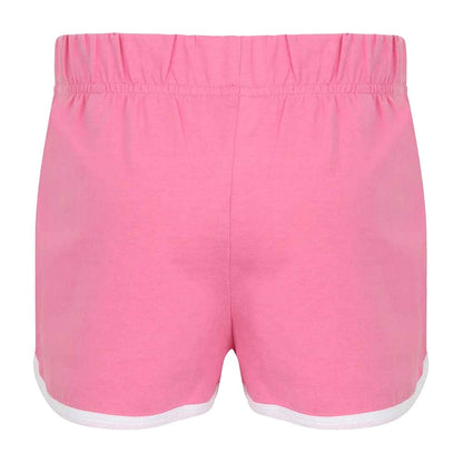 Bright Pink-White - Back - Skinni Minni Childrens-Kids Retro Shorts