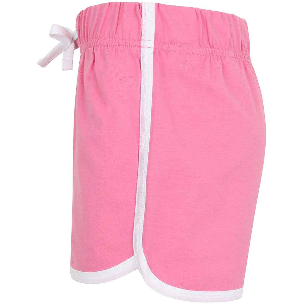 Bright Pink-White - Side - Skinni Minni Childrens-Kids Retro Shorts