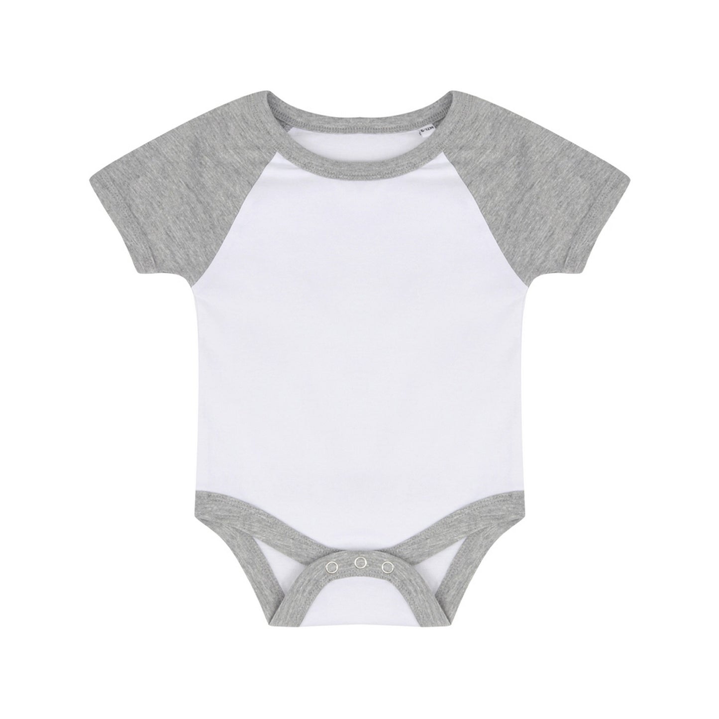 White-Heather Grey - Front - Larkwood Baby Boys-Girls Essential Short Sleeve Baseball Bodysuit
