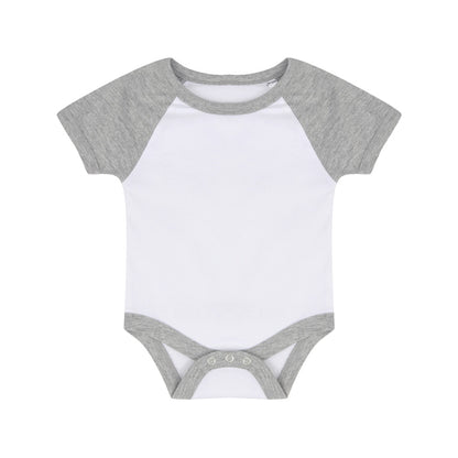 White-Heather Grey - Front - Larkwood Baby Boys-Girls Essential Short Sleeve Baseball Bodysuit
