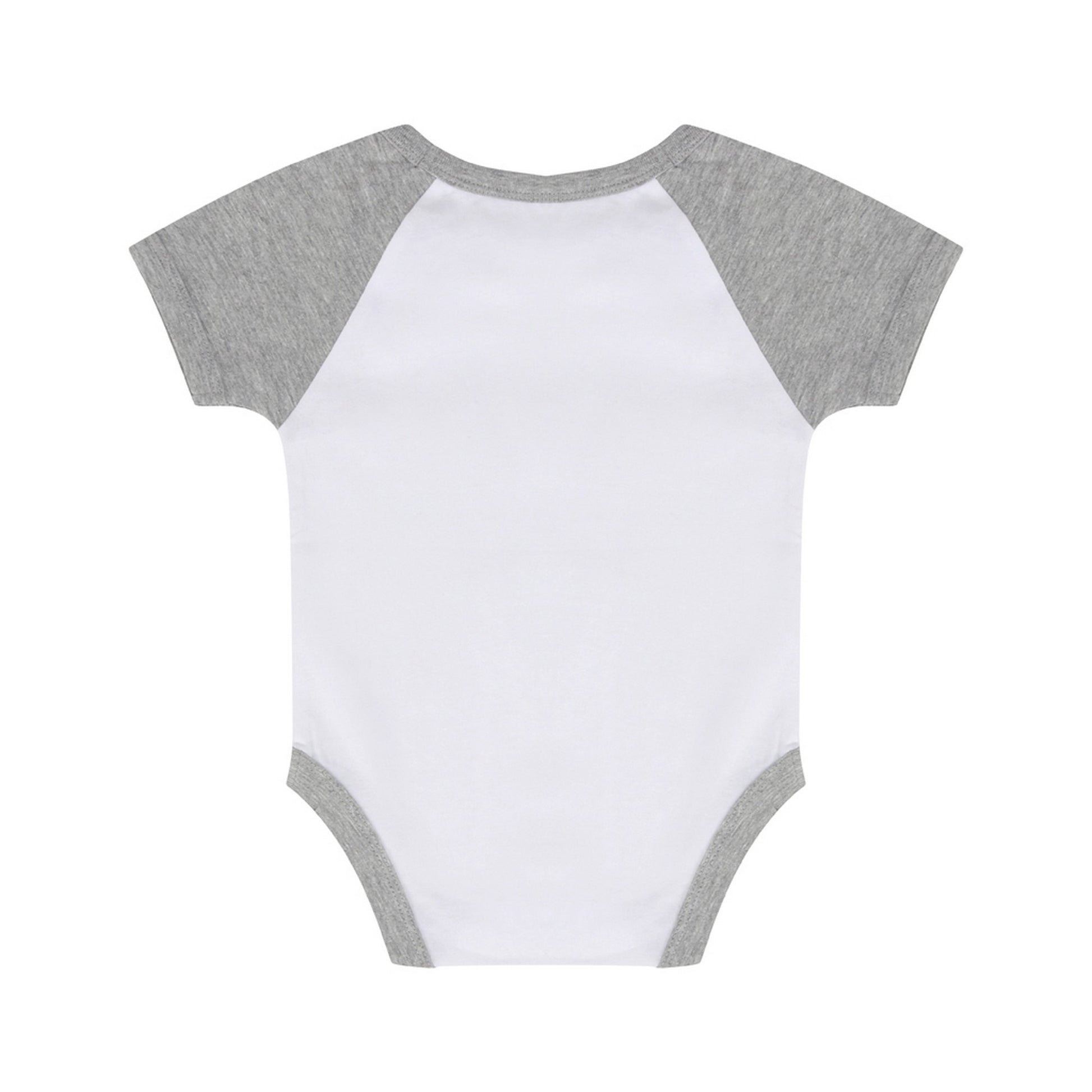 White-Heather Grey - Back - Larkwood Baby Boys-Girls Essential Short Sleeve Baseball Bodysuit