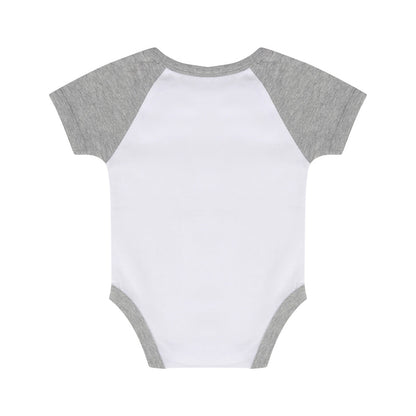White-Heather Grey - Back - Larkwood Baby Boys-Girls Essential Short Sleeve Baseball Bodysuit
