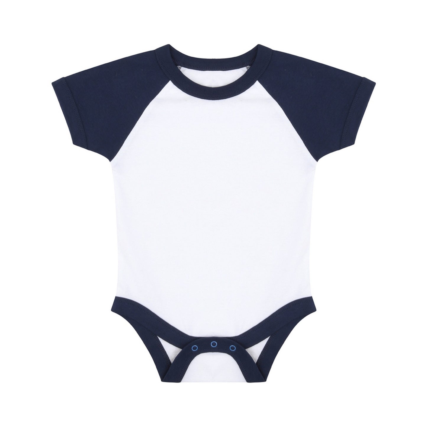 White-Navy - Front - Larkwood Baby Boys-Girls Essential Short Sleeve Baseball Bodysuit