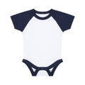White-Navy - Front - Larkwood Baby Boys-Girls Essential Short Sleeve Baseball Bodysuit