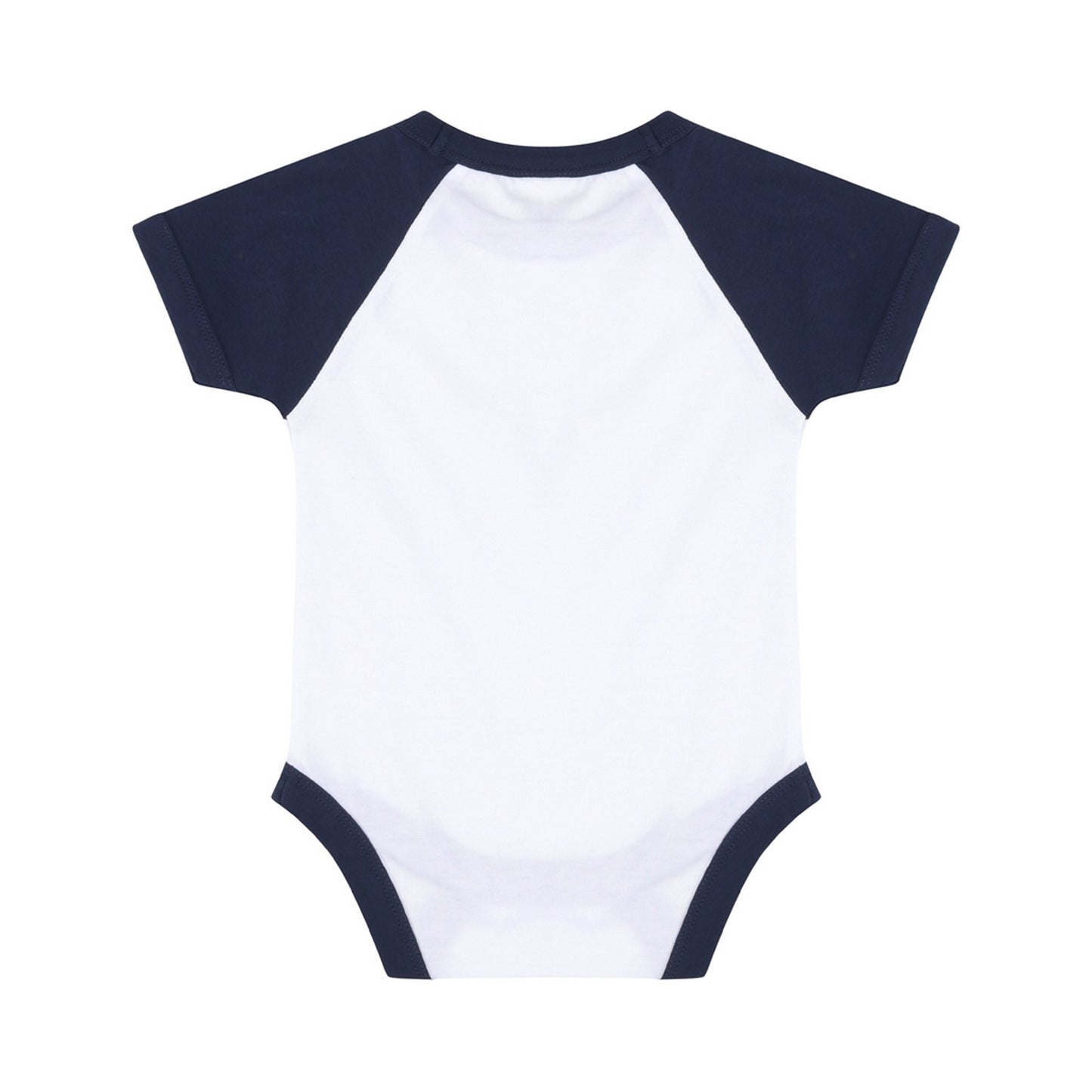 White-Navy - Back - Larkwood Baby Boys-Girls Essential Short Sleeve Baseball Bodysuit