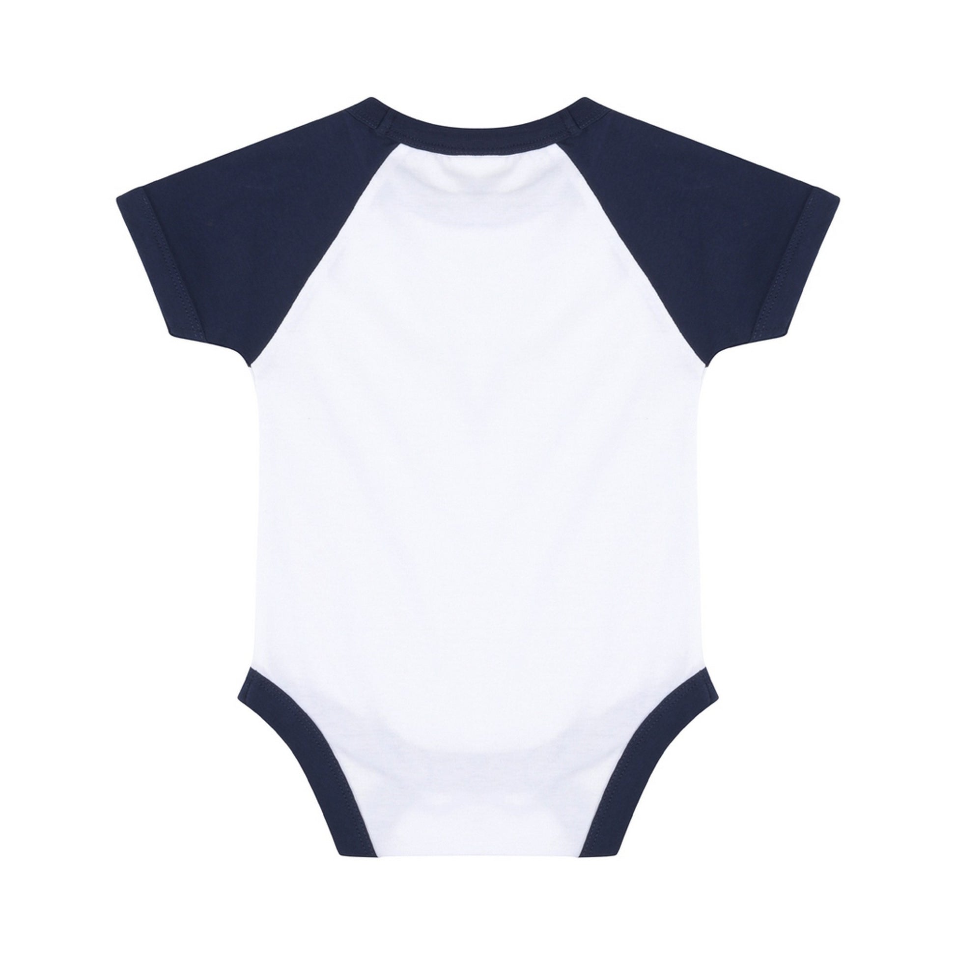 White-Navy - Back - Larkwood Baby Boys-Girls Essential Short Sleeve Baseball Bodysuit